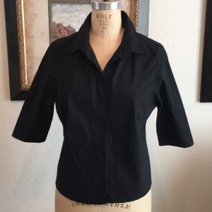 NWOT DKNY black blouse with short Velcro closure